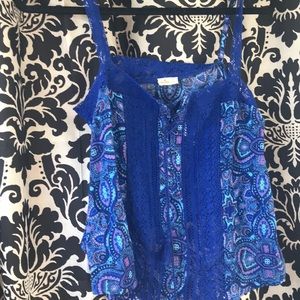 Blue lace tank top